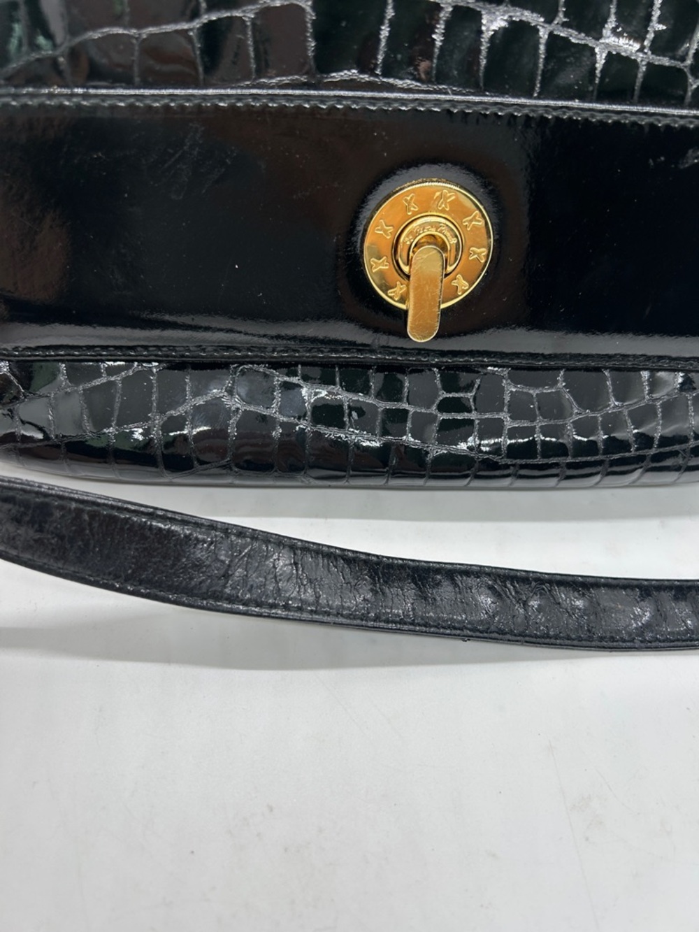 Paloma Picasso Vintage Black Snakeskin Print Leather Crossbody Bag Purse 🌺🌺 - Picture 12 of 14